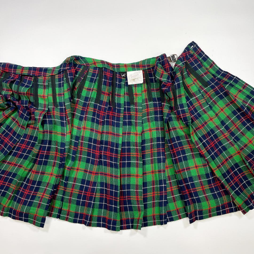 トリココムデギャルソン チェック プリーツ ラップスカート グリーン M相当