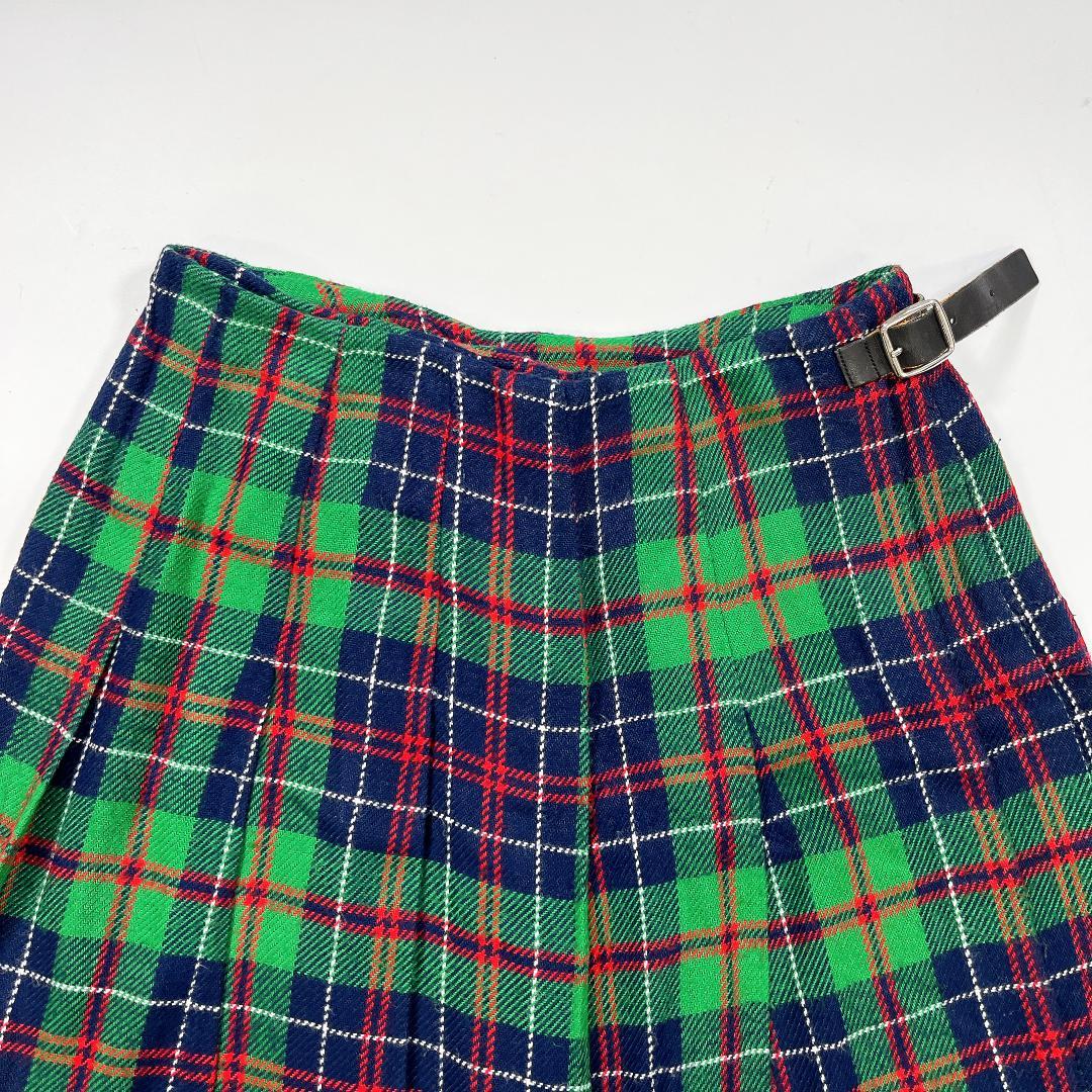 トリココムデギャルソン チェック プリーツ ラップスカート グリーン M相当