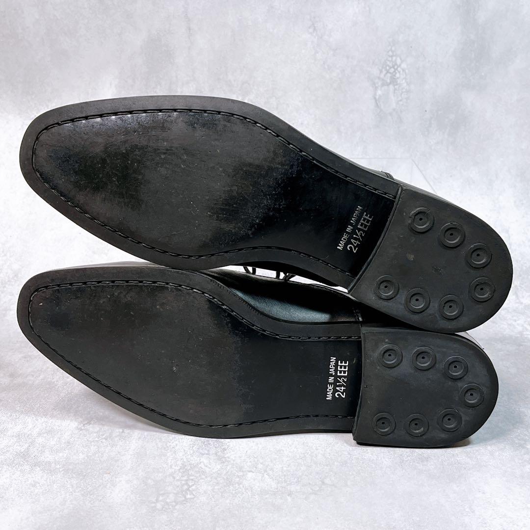 ☆美品☆【リーガル】ストレートチップ (24.5) V075 内羽根 ブラック