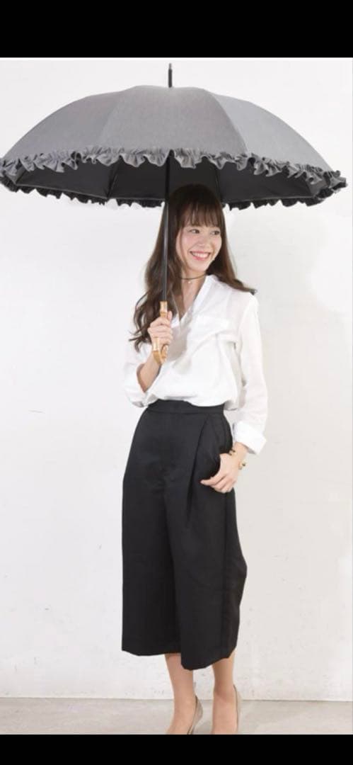 サンバリア100 日傘 長傘 フリル長傘 M　フロスト