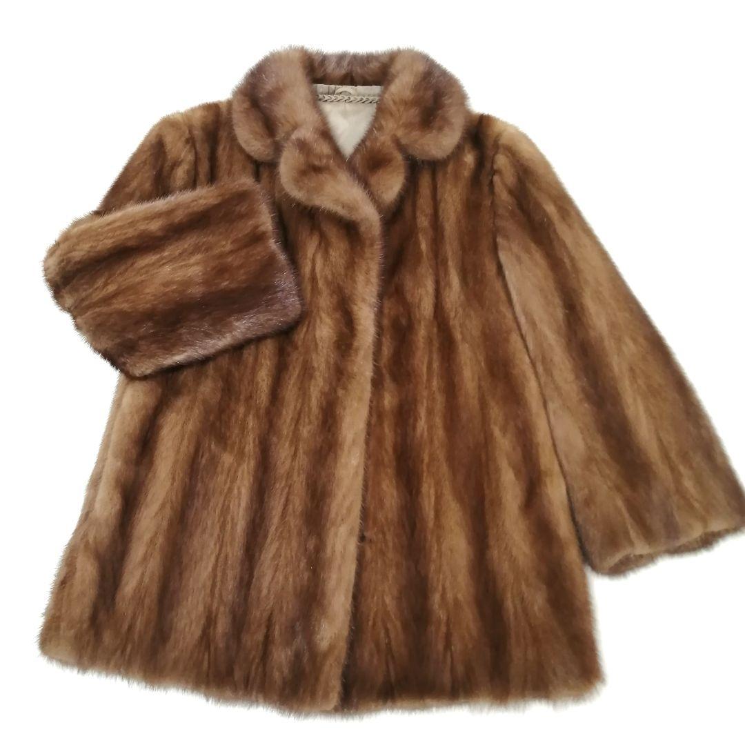 デミバフミンク　毛皮 コート　フレア　ゆったり　リアルファー　毛並み良好　高級