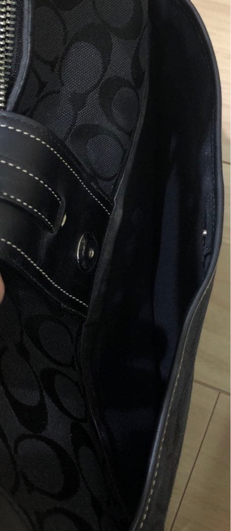 【美品】【COACH】ショルダーバッグ　シグネチャー　ブラック
