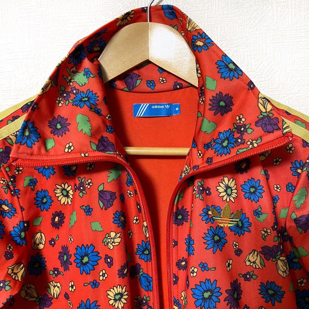 RODEO CROWNS adidasトラックジャケット オレンジ花柄　Sサイズ