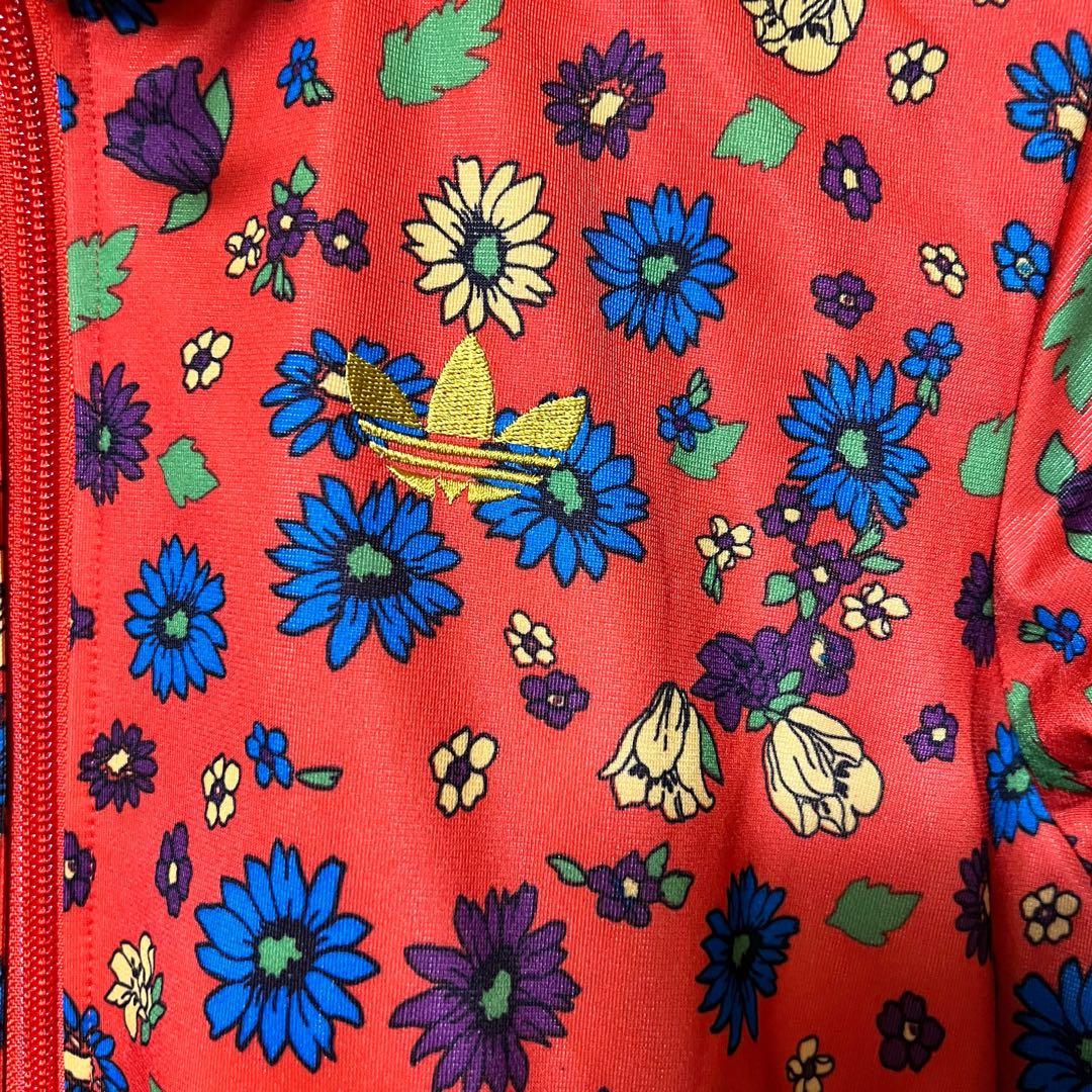 RODEO CROWNS adidasトラックジャケット オレンジ花柄　Sサイズ