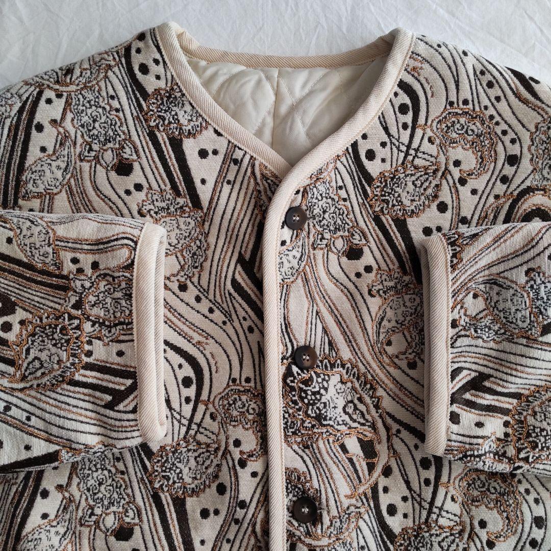 «美品» antiqua　ノーカラージャケット　キルティング　オフホワイト　男女