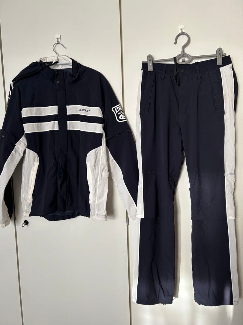 ジャックバニー 2way レインウエア上下セット ネイビー ホワイト4(M)中古