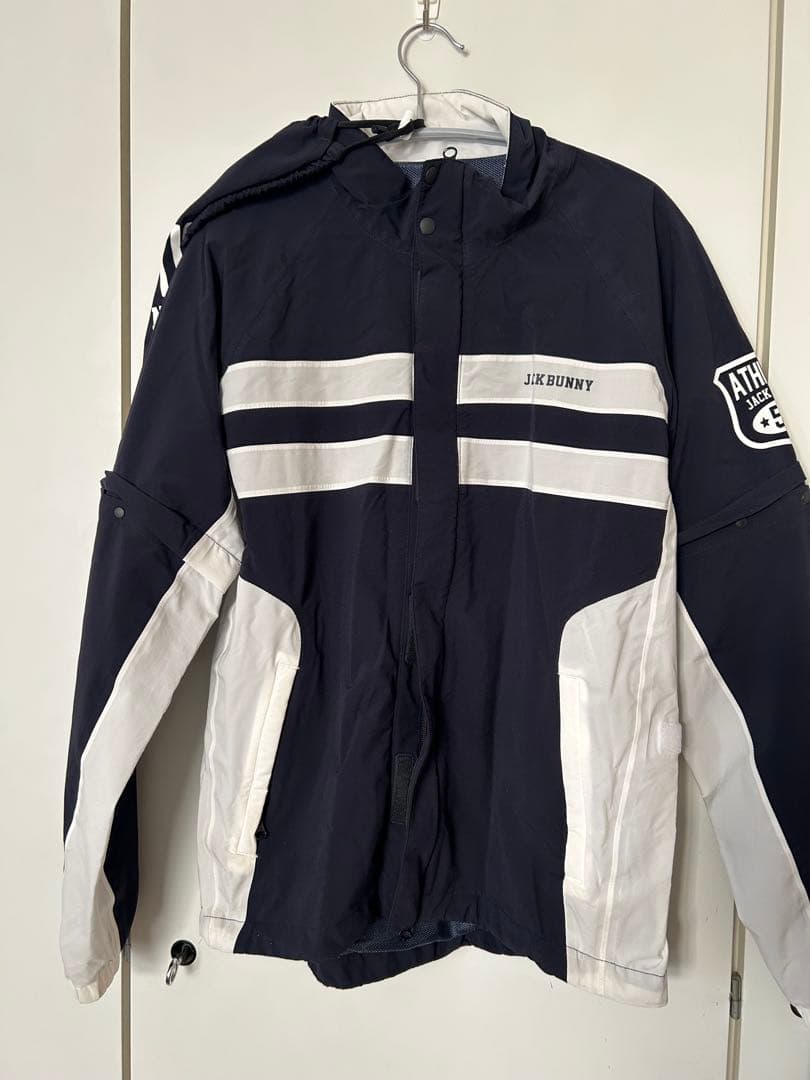 ジャックバニー 2way レインウエア上下セット ネイビー ホワイト4(M)中古