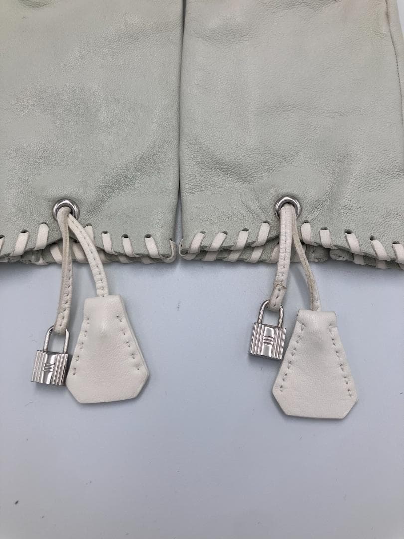 HERMESクロシェット　カデナ　ラムスキンシルバー金具グローブ　表記サイズ：6