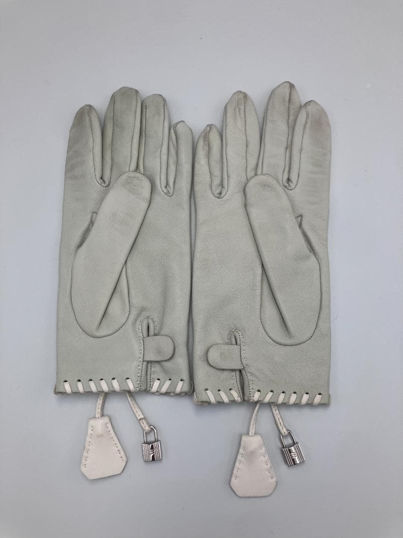 HERMESクロシェット　カデナ　ラムスキンシルバー金具グローブ　表記サイズ：6
