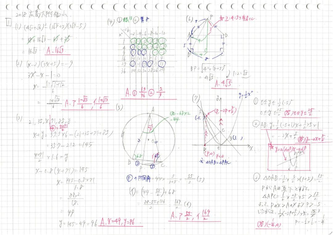 塾講師オリジナル 数学解説(動画付!!) 広島大附福山 2018-23 高校入試