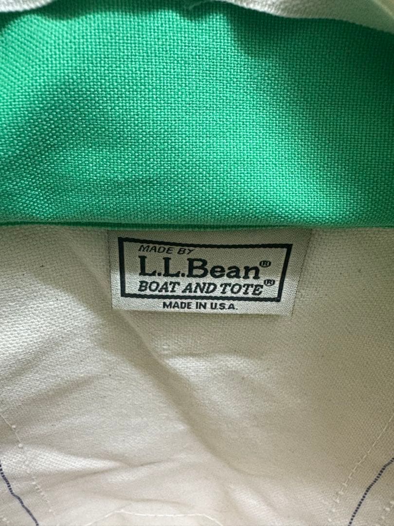 L.L.Bean ABP刺繍トートバッグ アイボリー/ライムグリーン