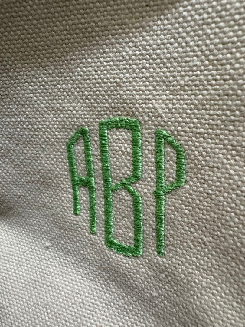 L.L.Bean ABP刺繍トートバッグ アイボリー/ライムグリーン