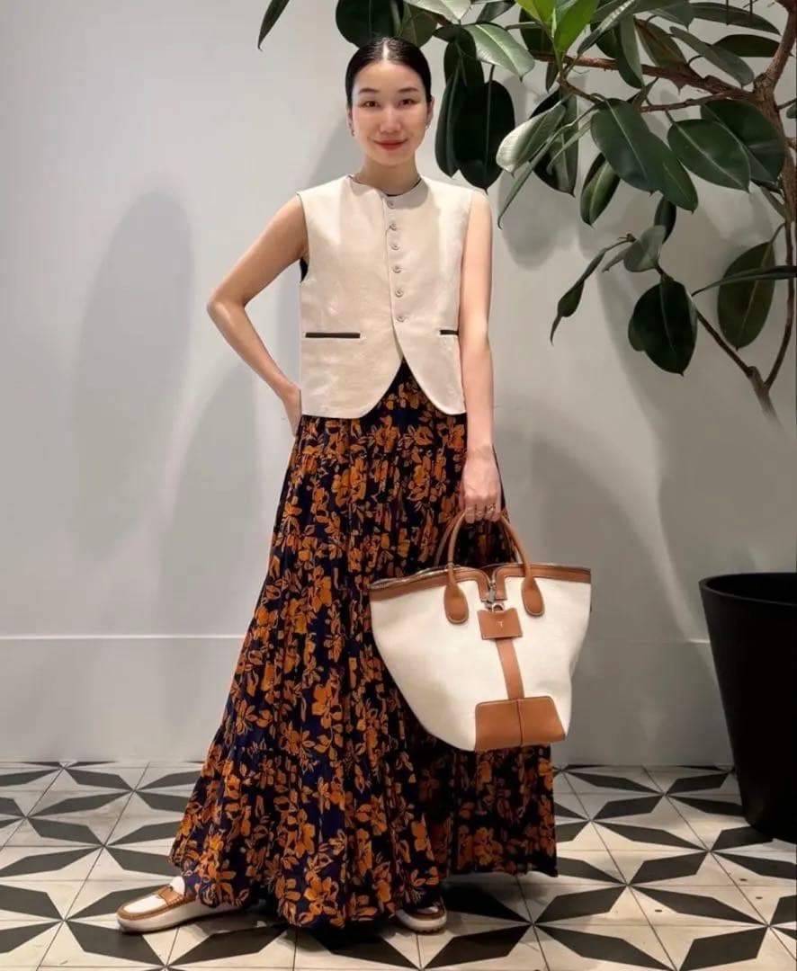 MACPHEE タイニーヘリンボーン コンパクトジレ 36 トゥモローランド