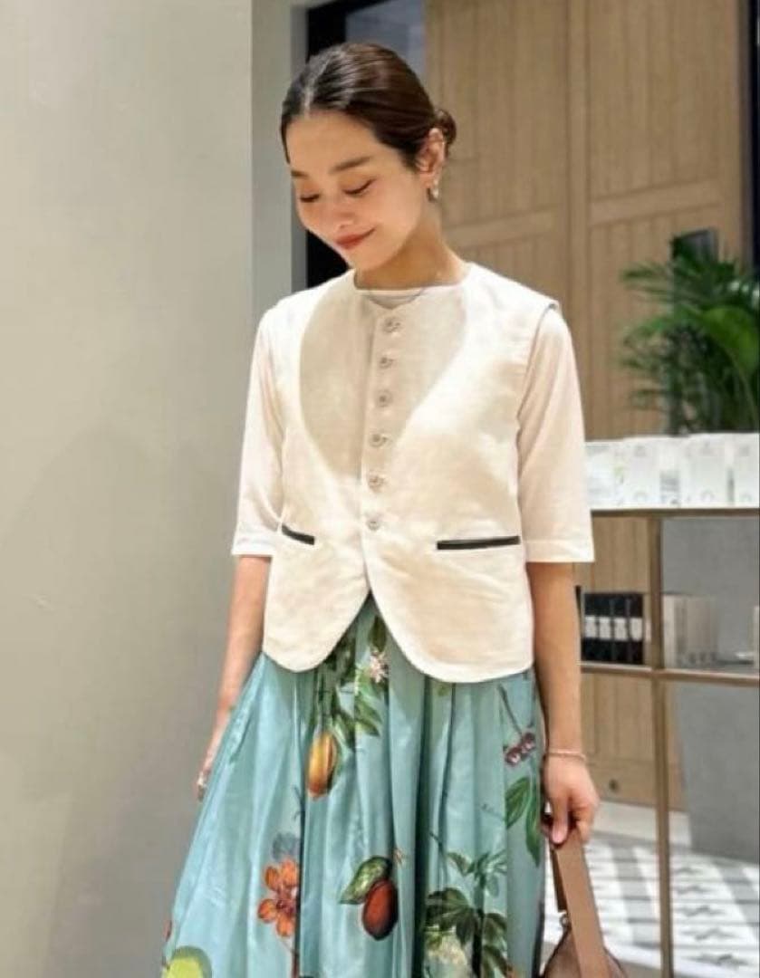 MACPHEE タイニーヘリンボーン コンパクトジレ 36 トゥモローランド