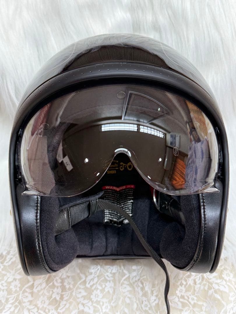 め*り様 【美品】 ジェットヘルメット ブラック/ブルー/レッド バイク