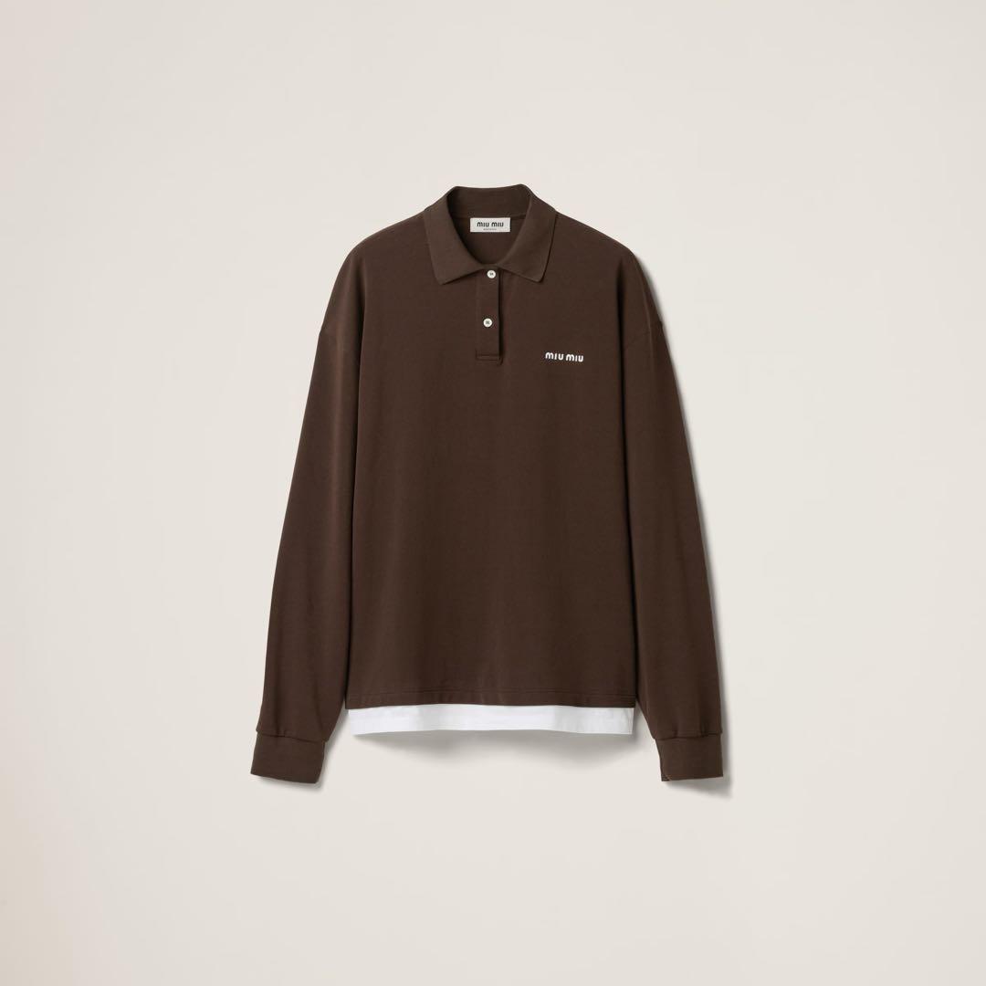 miumiuミュウミュウ2025 新作 ピケxジャージー ポロシャツ