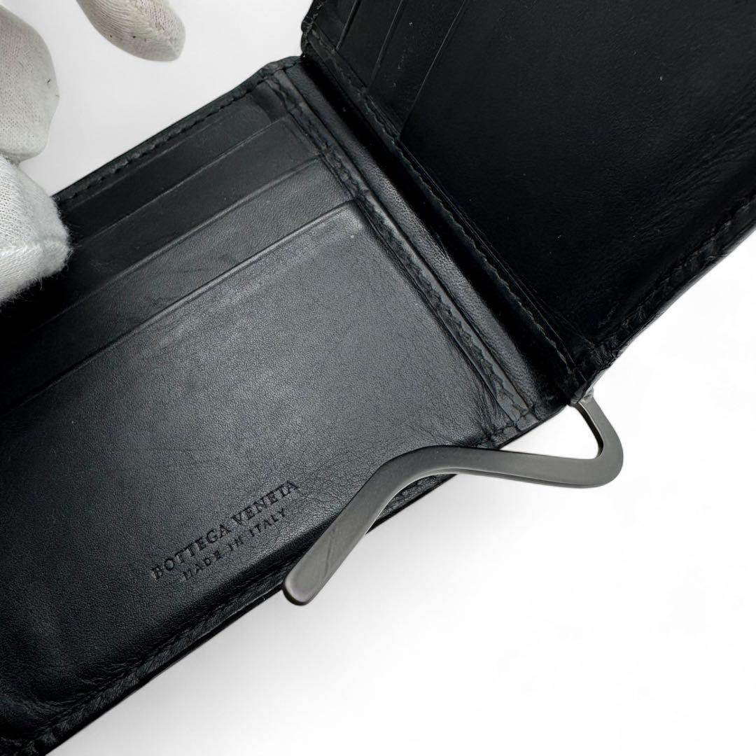 美品　ボッテガヴェネタ　マネークリップ　カードケース　イントレチャート　レザー