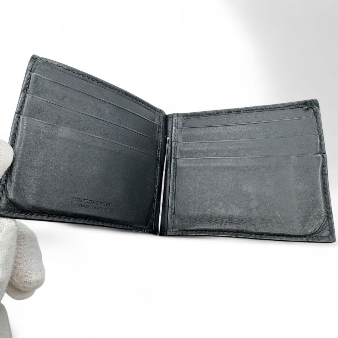美品　ボッテガヴェネタ　マネークリップ　カードケース　イントレチャート　レザー