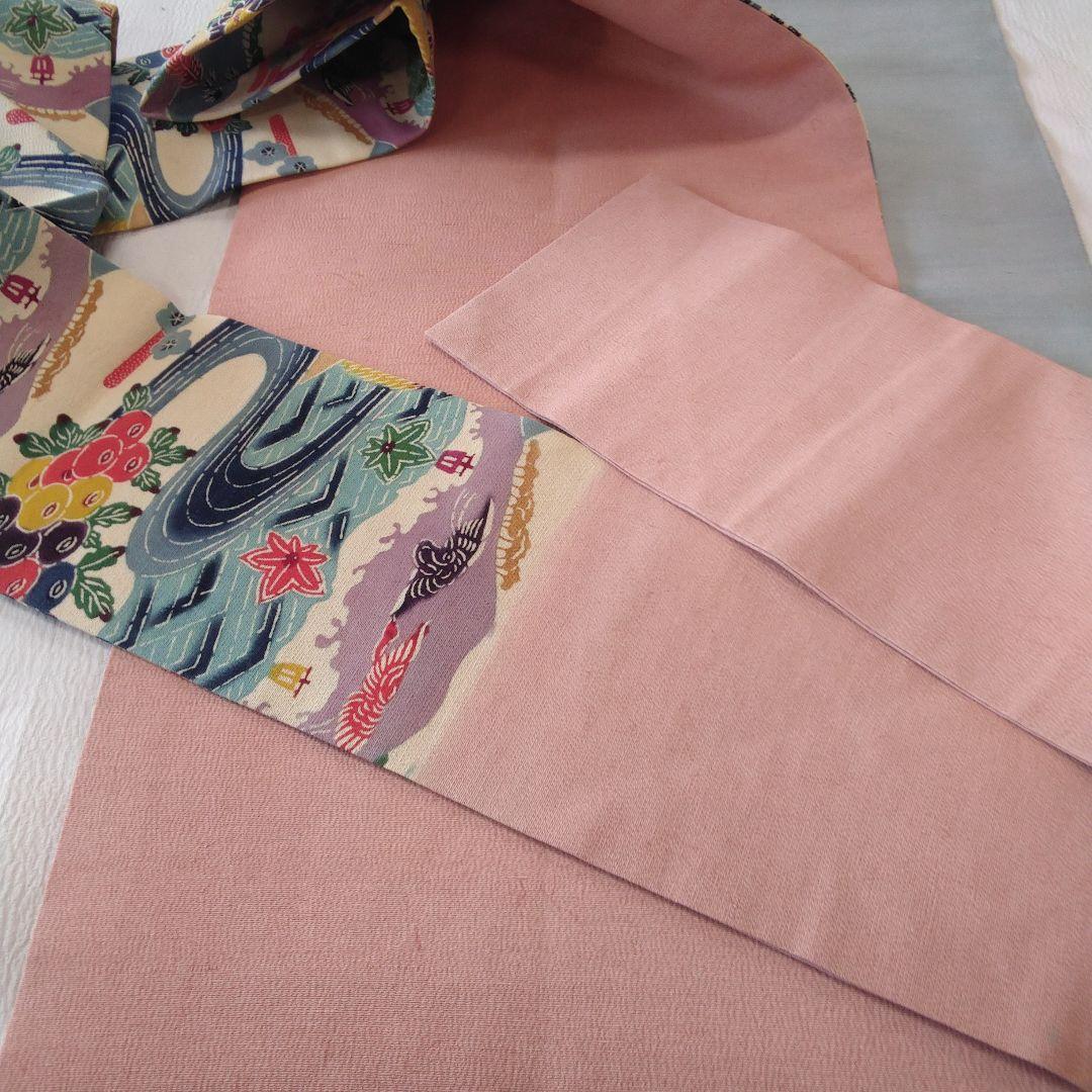 ⭐️お客様決定⭐️型染めの名古屋帯▪アイボリー地紅型風流水、菊、松竹梅で鮮やかな