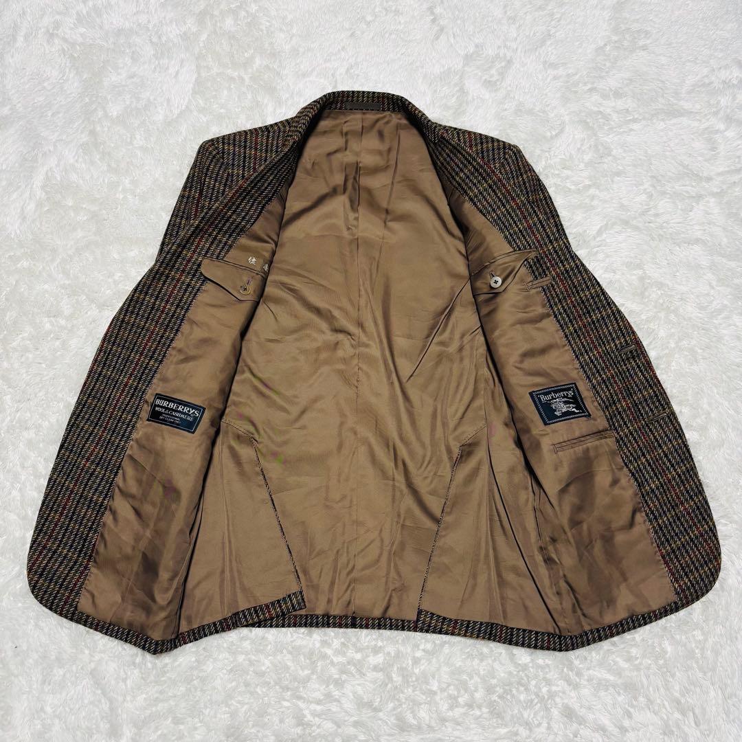 90s バーバリー ウール カシミヤ ツイード ジャケット チェック AB5