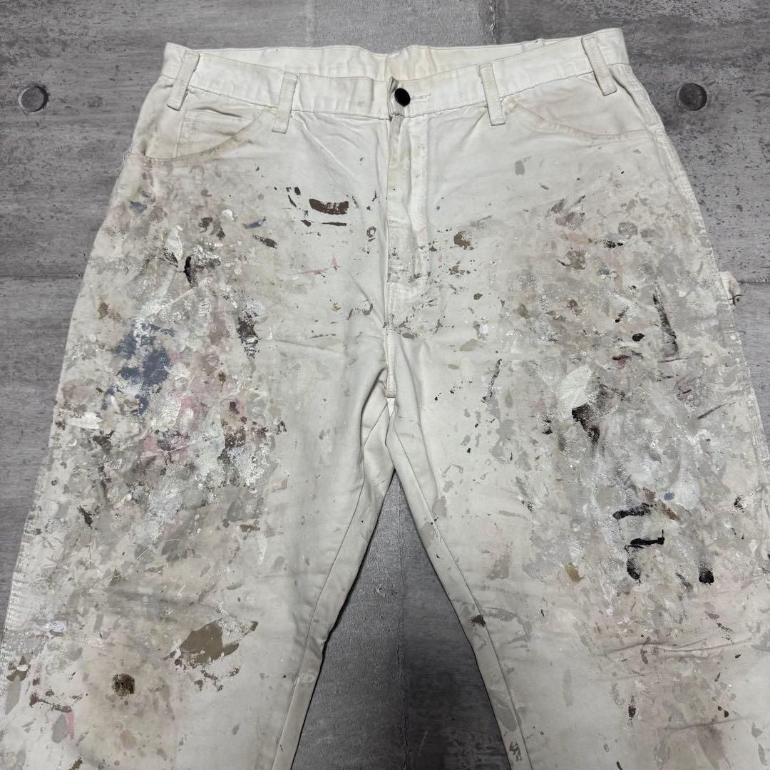 00s Dickies ホワイトペインターパンツ w36 ペンキ オイル アート