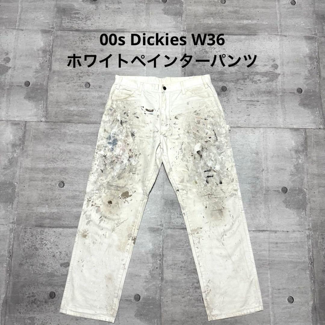 00s Dickies ホワイトペインターパンツ w36 ペンキ オイル アート