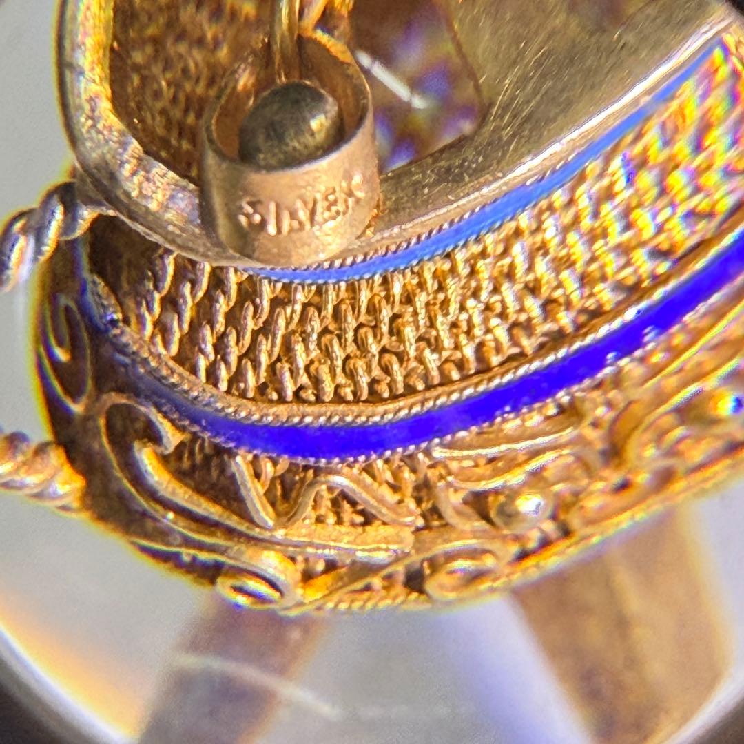 ヴィンテージ 1980年代 中国 SILVER 銀細工 七宝焼 ペンダントトップ