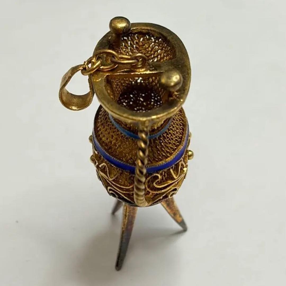 ヴィンテージ 1980年代 中国 SILVER 銀細工 七宝焼 ペンダントトップ