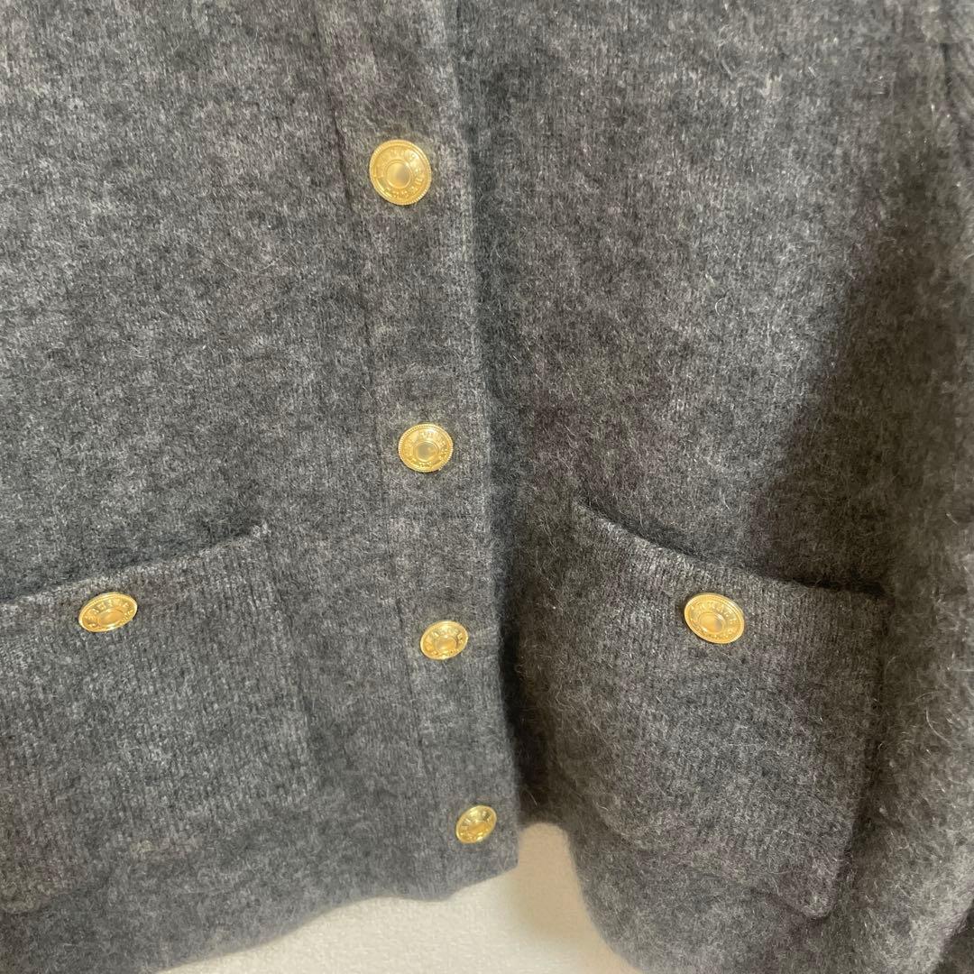 anuans カシミヤブレンドノーカラーニットジャケット グレー