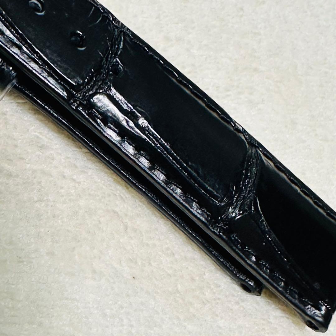 7289#20mm-18mmブラック★本物クロコダイル腕時計用ベルト