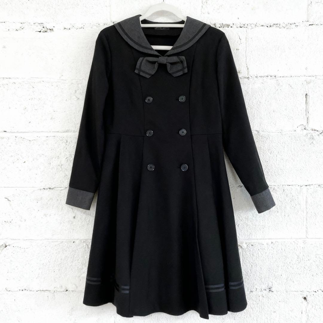 Michelle Alfred セーラー襟 長袖 ワンピース　黒　165cm