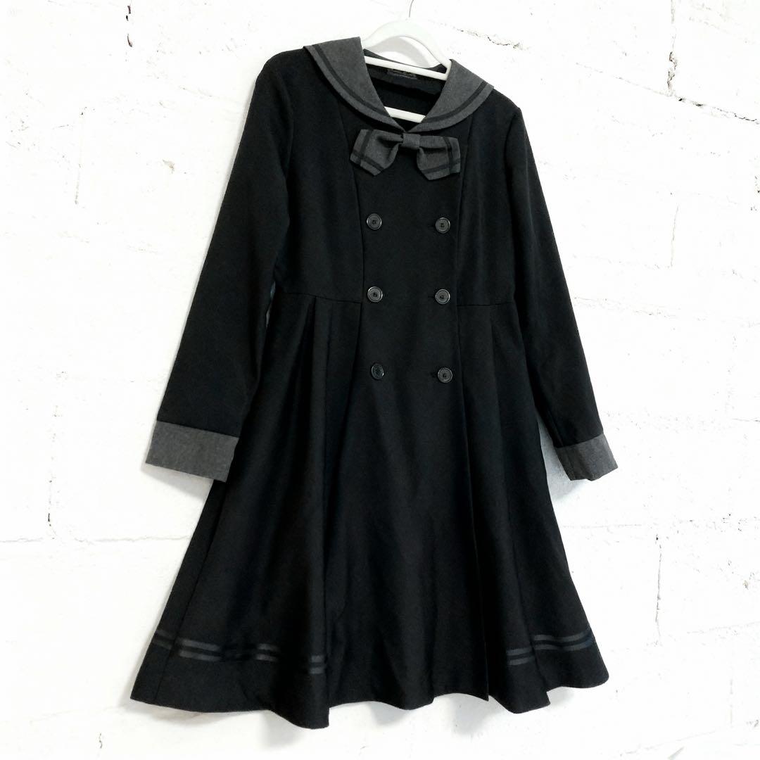 Michelle Alfred セーラー襟 長袖 ワンピース　黒　165cm