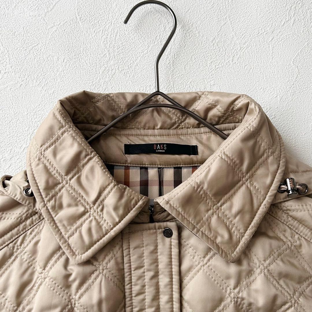 2925Z 美品 ダックス キルティングロングコート フード 2way ベージュ