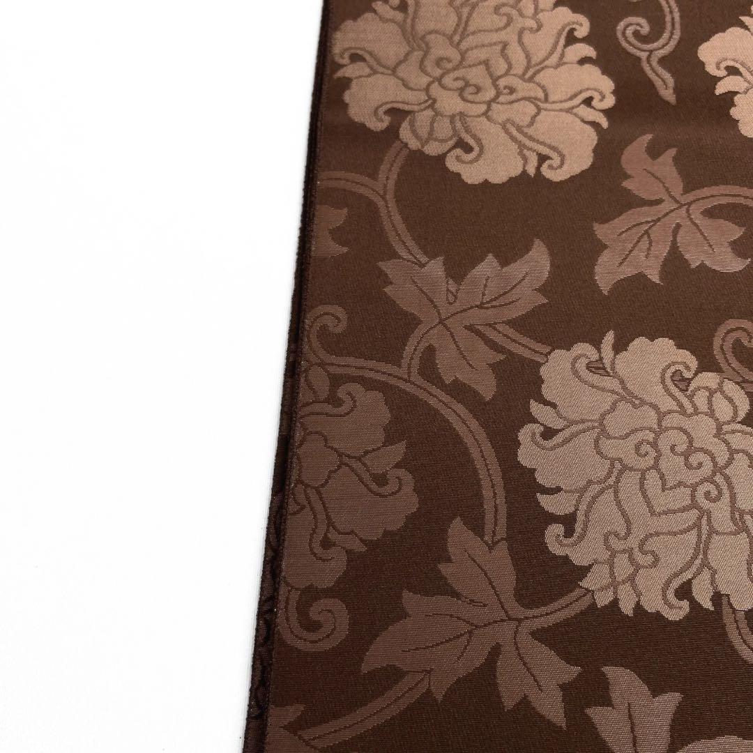 未着用　箔屋清兵衛　袋帯　全通　牡丹唐草文　ブラウン　着物　015a d