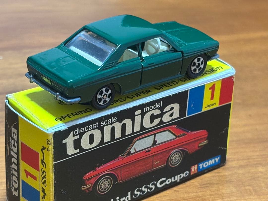 デ*ー様 黒箱最初期トミカ ブルーバード SSS クーペ　1Aホイール　緑　コピ