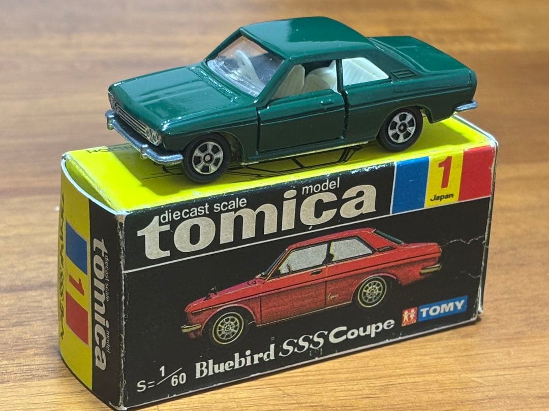 デ*ー様 黒箱最初期トミカ ブルーバード SSS クーペ　1Aホイール　緑　コピ
