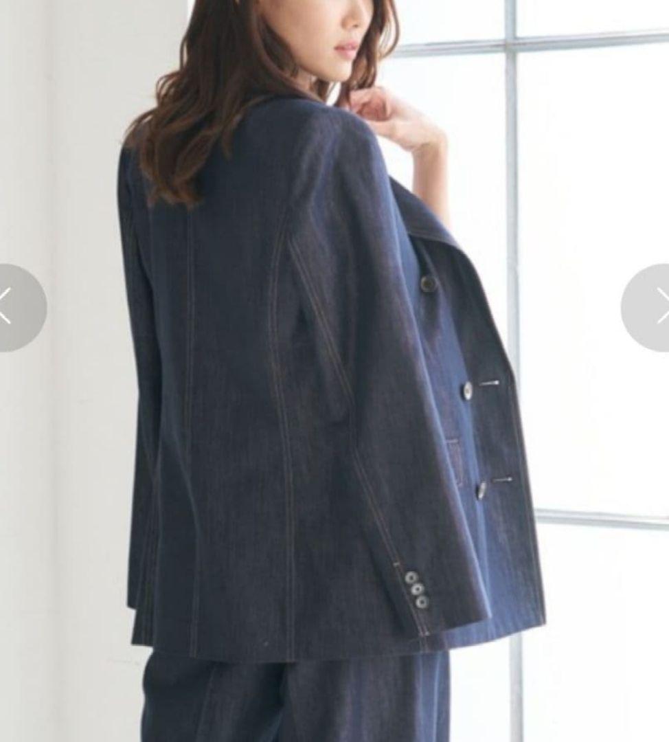 美品 アナイ 定価4万9千 デニムライクダブルジャケット 38 ネイビー 日本製