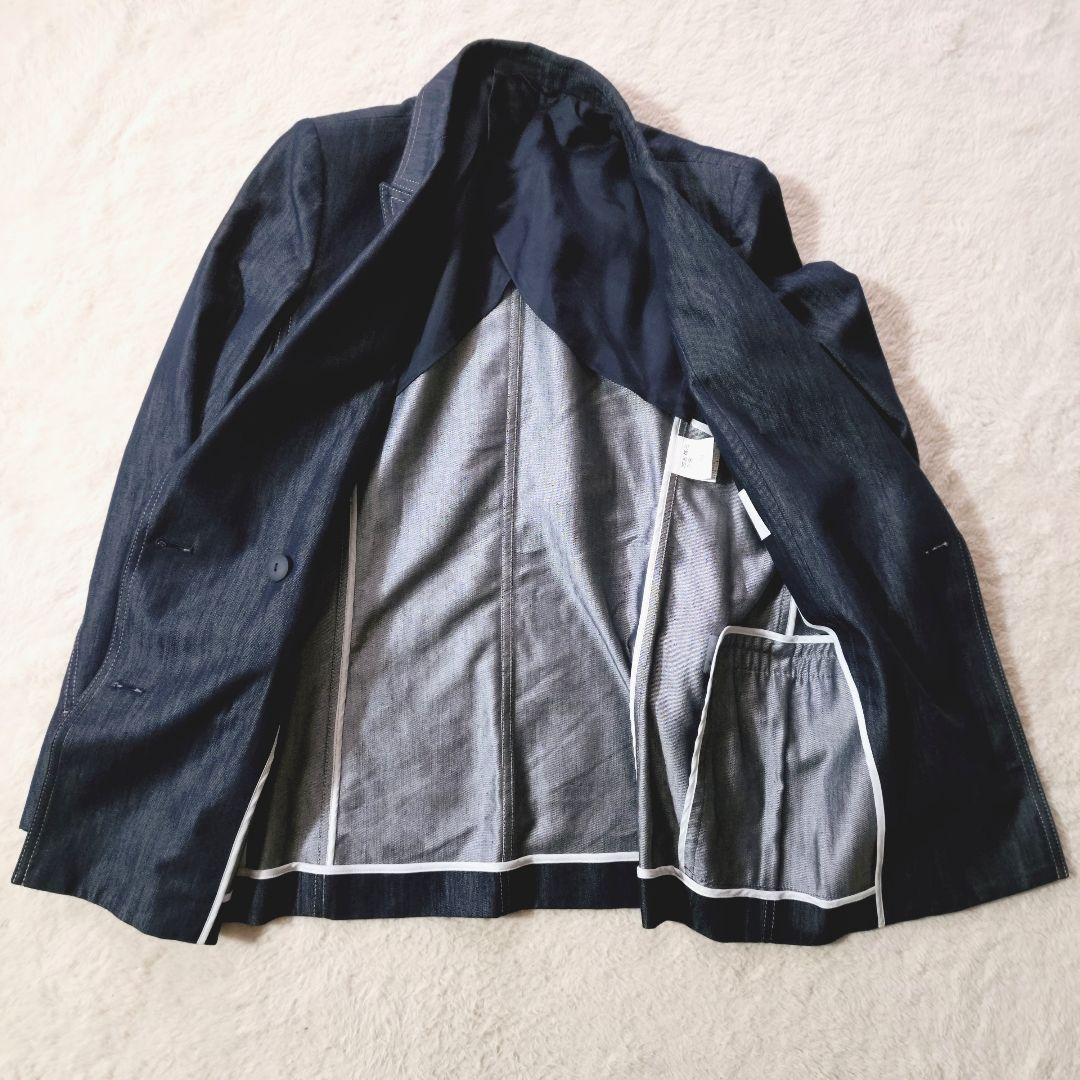 美品 アナイ 定価4万9千 デニムライクダブルジャケット 38 ネイビー 日本製