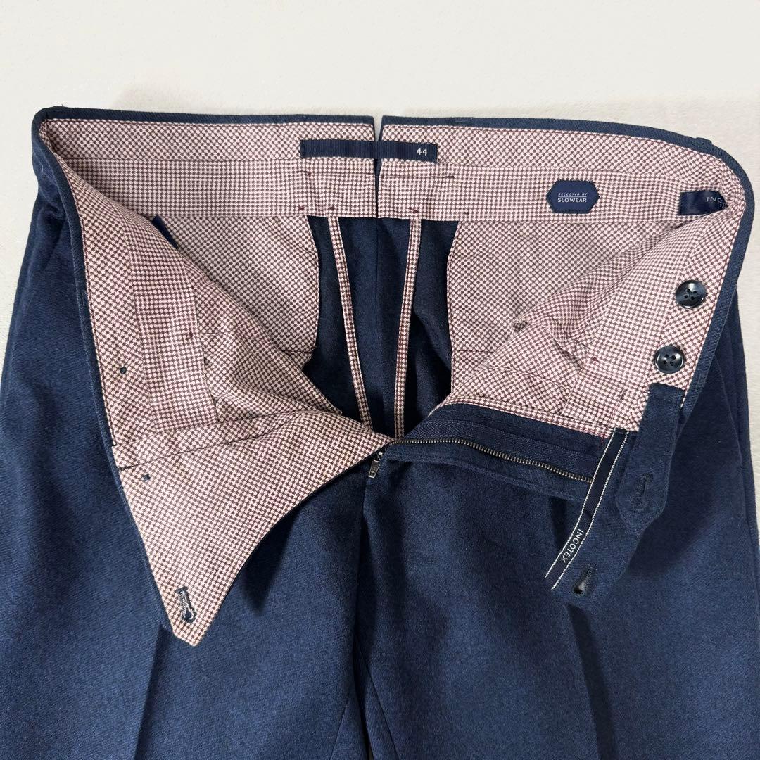 美品 INCOTEX ウール100% スラックス slowear ネイビー 44