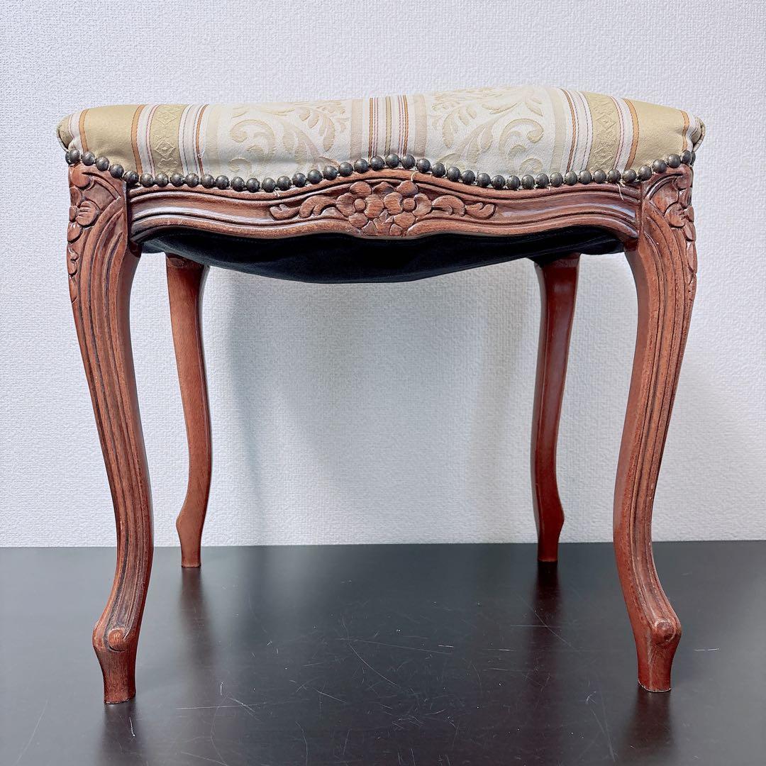 アンティーク調 猫脚スツール 彫刻 椅子 ロココ調 ローラアシュレイ風 姫家具