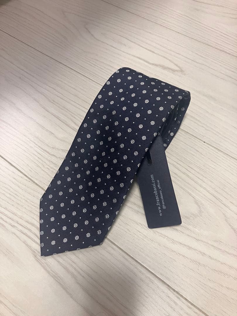 新品未使用⭐︎FRANCO BASSI ネイビー小紋柄ネクタイ