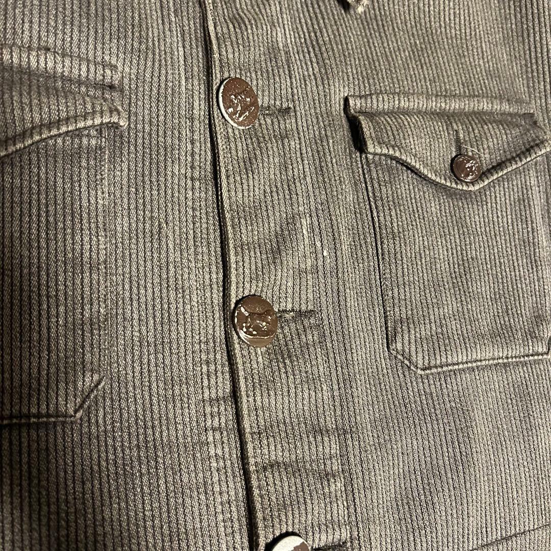 ハンティングジャケット 40s フレンチヴィンテージ コットンピケ グレー
