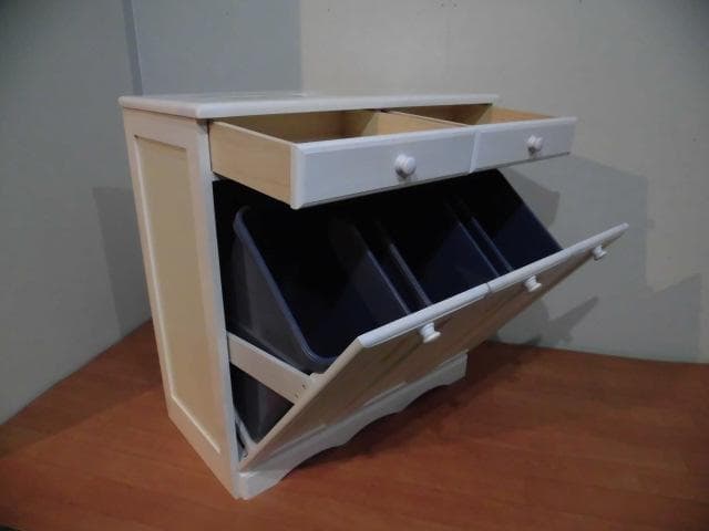 送料無料/アウトレット/新品★カントリー調★分別ダストボックス（3分別）ホワイト