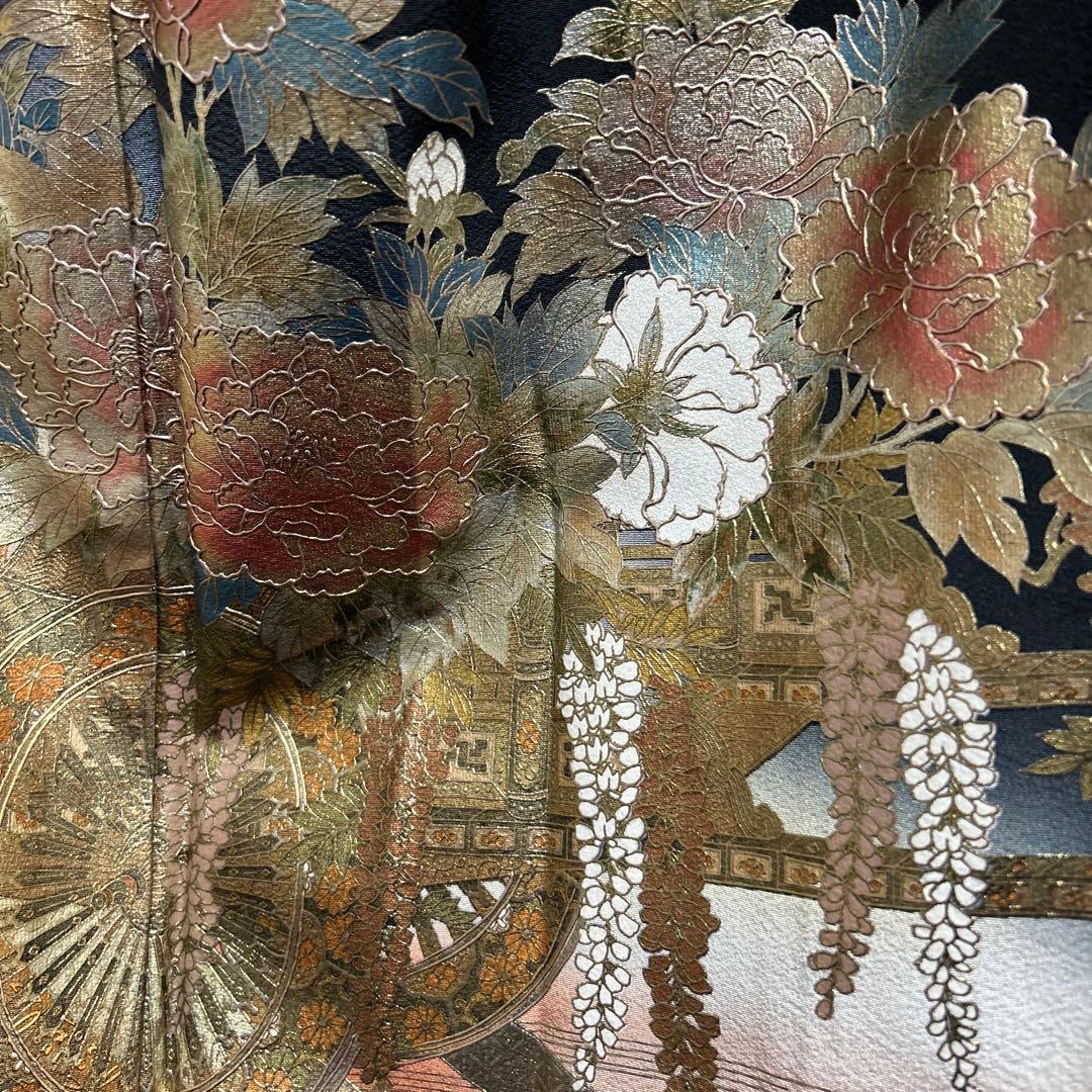 う*こ様 未使用近い　美品　袷　正絹　作家　金箔　黒留袖　フルセット　西陣唐織最