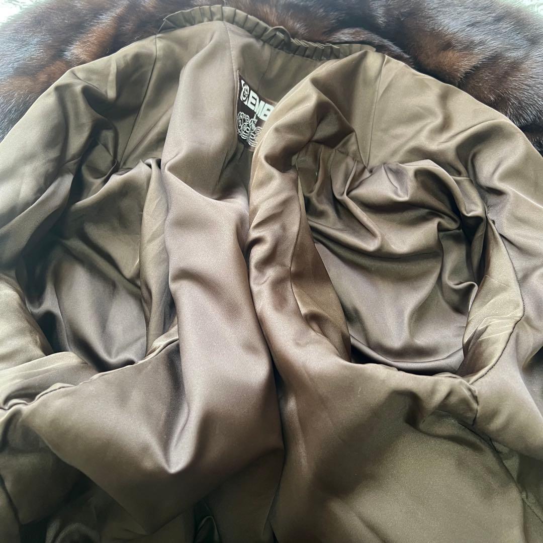 総丈90cm 袖太デザイン デミバフミンク エンバ リアルファーコート 毛皮 艶