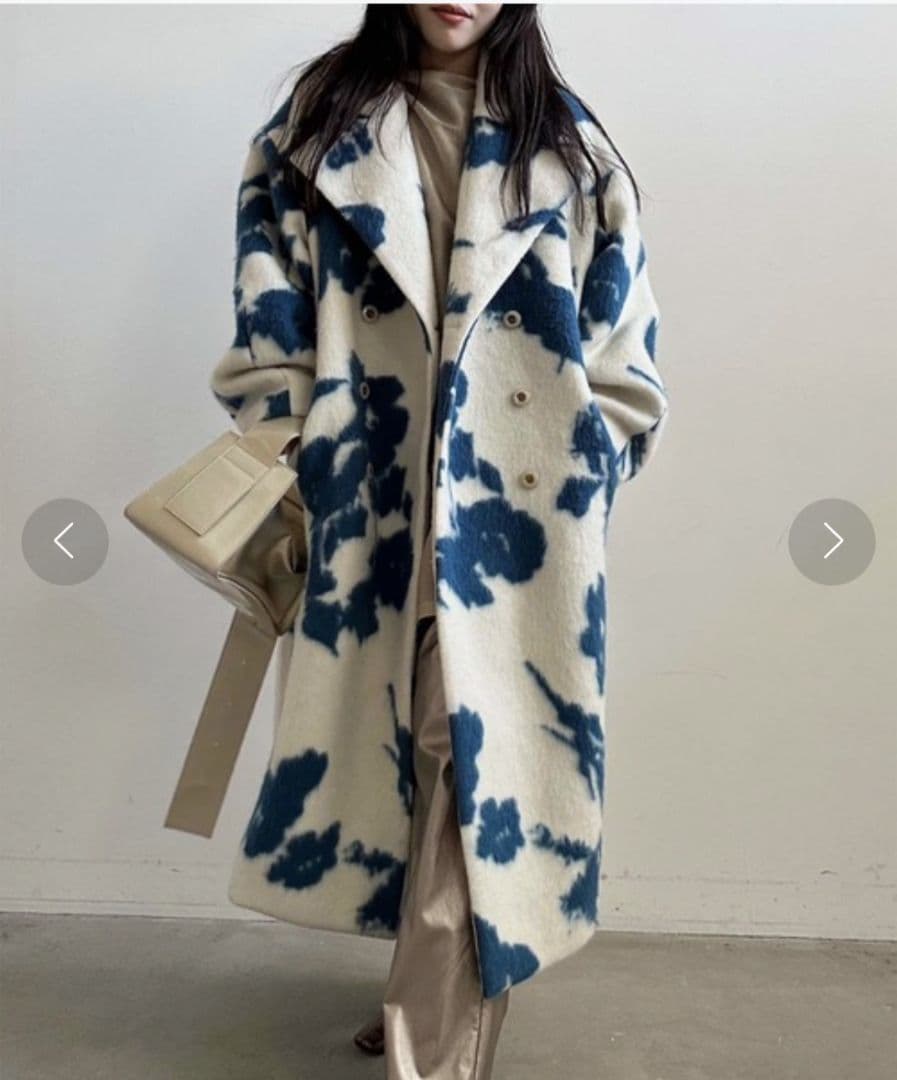 Ameri　UND SHADOW FLOWER WOOL COAT