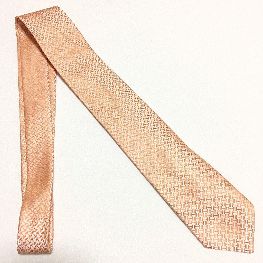 未使用級 H織りタイ ファソネH柄 エルメス HERMES ネクタイ オレンジ