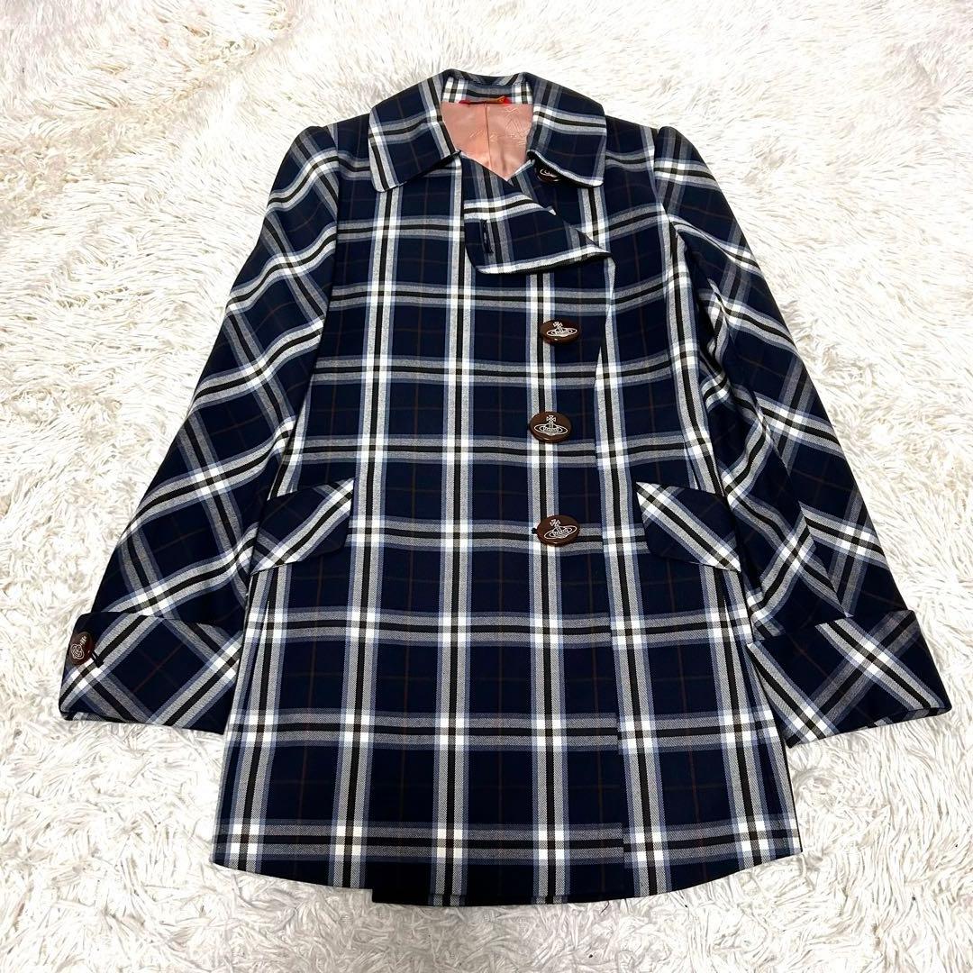 極美品　vivienne west wood チェック　ショートコート　3 綿