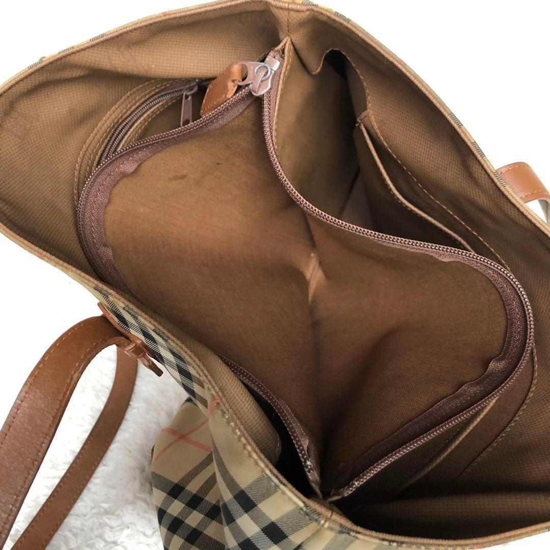 バーバリー ノバチェックトートバッグ レザー A4サイズ収納可 シャドーホース