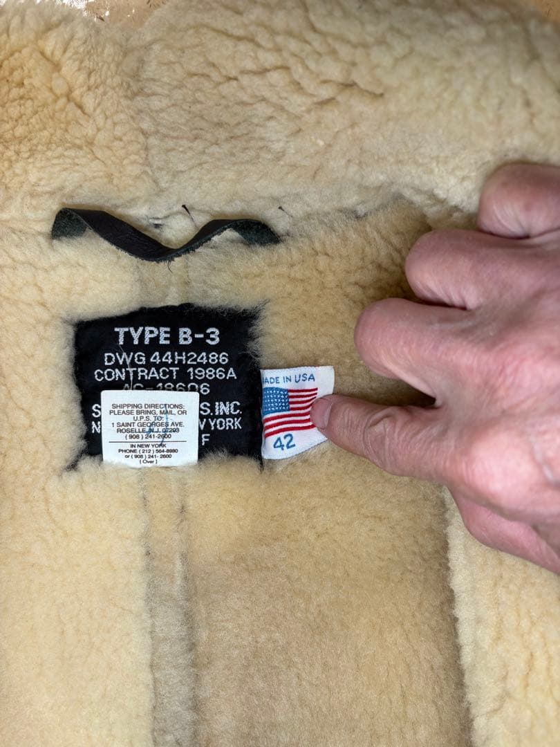 Schott Type B-3 シープスキン ミリタリージャケット サイズ42